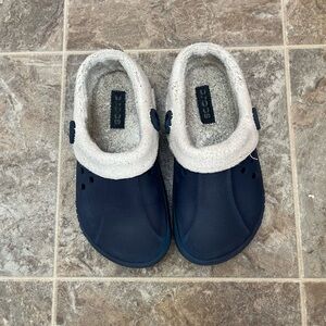 CROCS Navy Slippers with Gray Lining